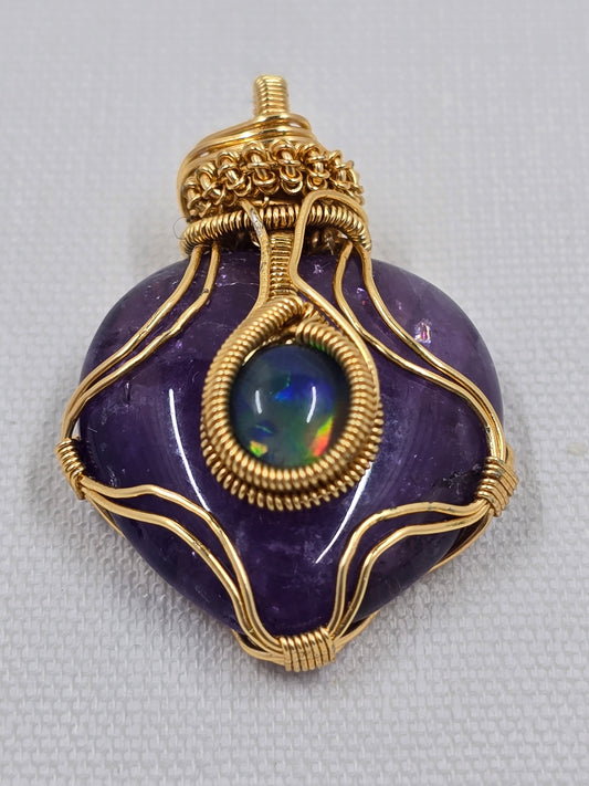 Exquisite Opal-on-Amethyst pendant